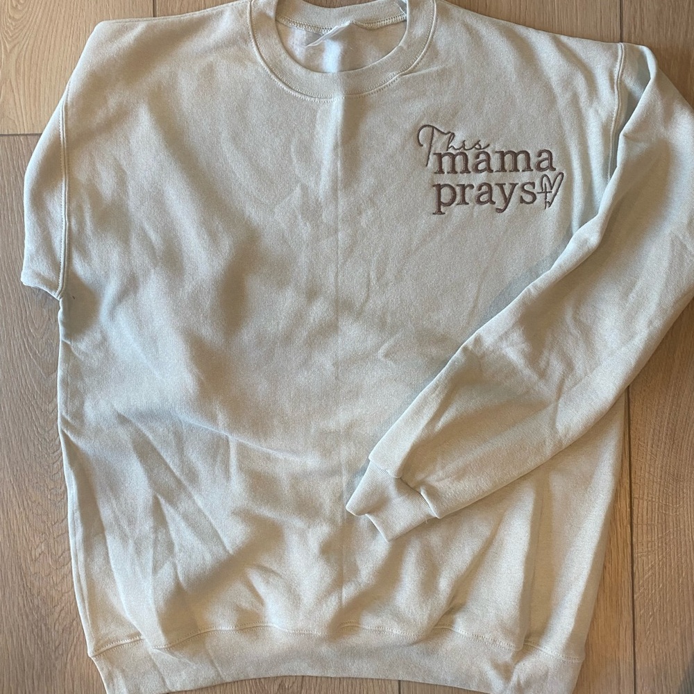 Light Blue Sweatshirt with Embroidered Text